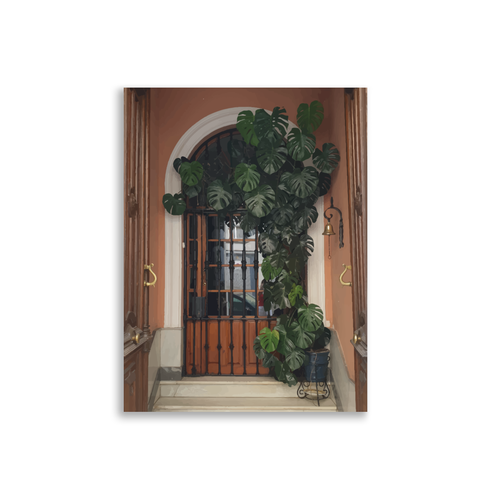 Monstera on a Meditteranean Door